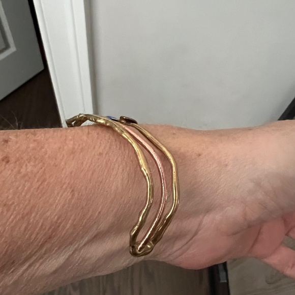 Enamel and gold tone cuff dragonfly bracelet - Picture 2 of 3